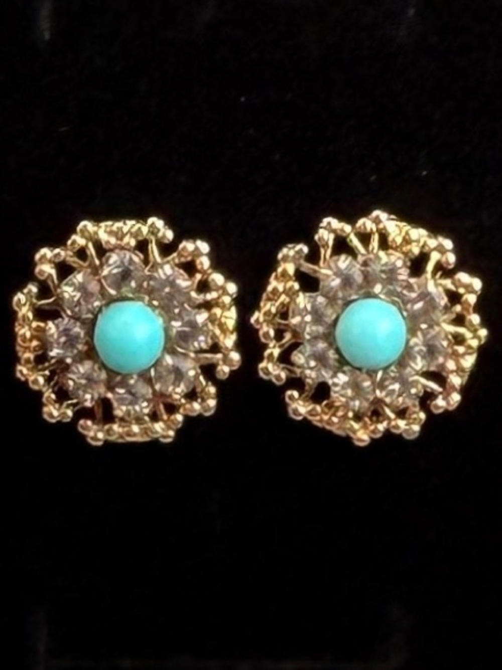 Vintage aged, goldtone, antique style pierced earrings